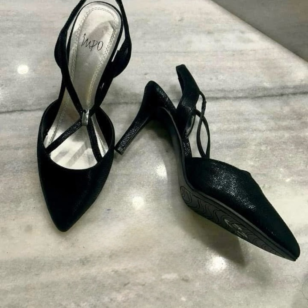 Impo Black Slingback Heels with Pointed Toe
